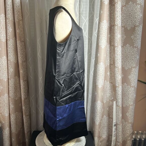 Theory Color Block Sleeveless Satin Shift Dress Size 12 - Picture 4 of 6